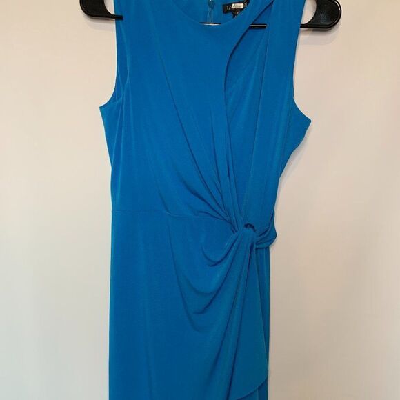 Tahari Blue Knot Sheath Peep Hole Midi Dress - Picture 1 of 7